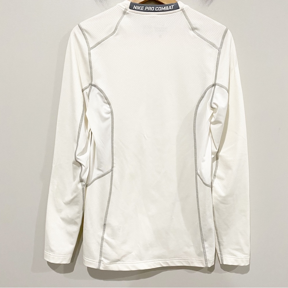 NIKE Men’s Pro Combat Hyperwarm Lite Long Sleeve Shirt Fitted White Size Small - Picture 5 of 10